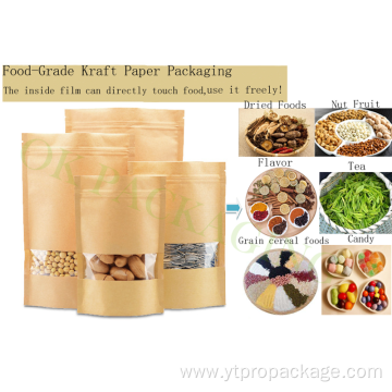 kraft paper bag with window and zipper